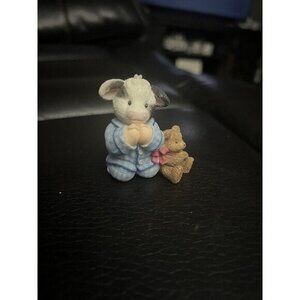 Enesco Jesus Loves Moo Figurine 1998 Mary Rhyner-Nadig Cow Teddy‎ Bear